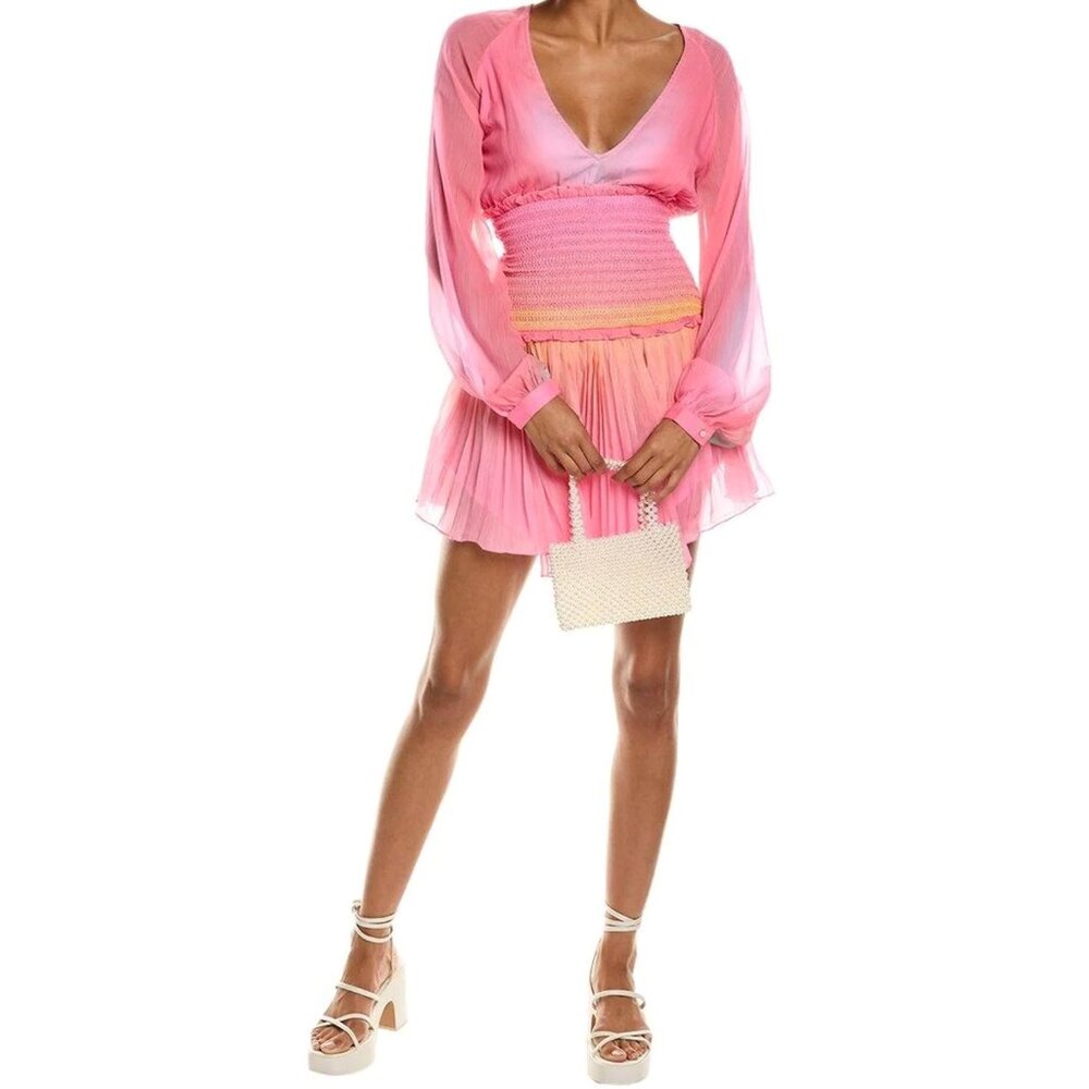 Rococo Sand Pink Ombre Long-Sleeve Mini Dress